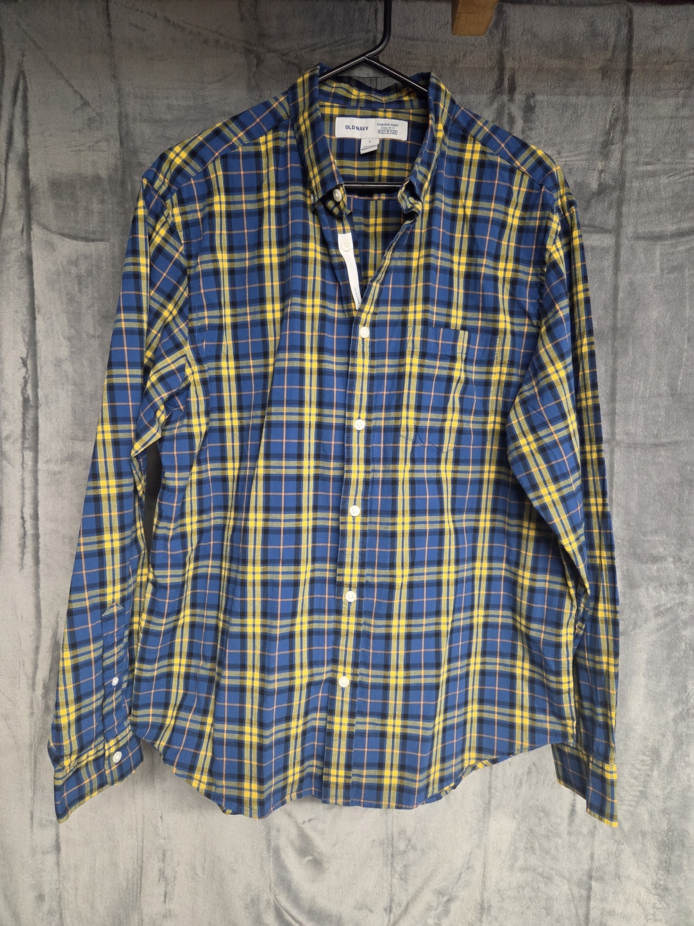 Old Navy Blue and Yellow Plaid Button-Down Shirt